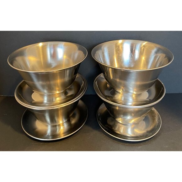 Leonard Stainless Steel Bowls with Attached Platters - Picture 8 of 9